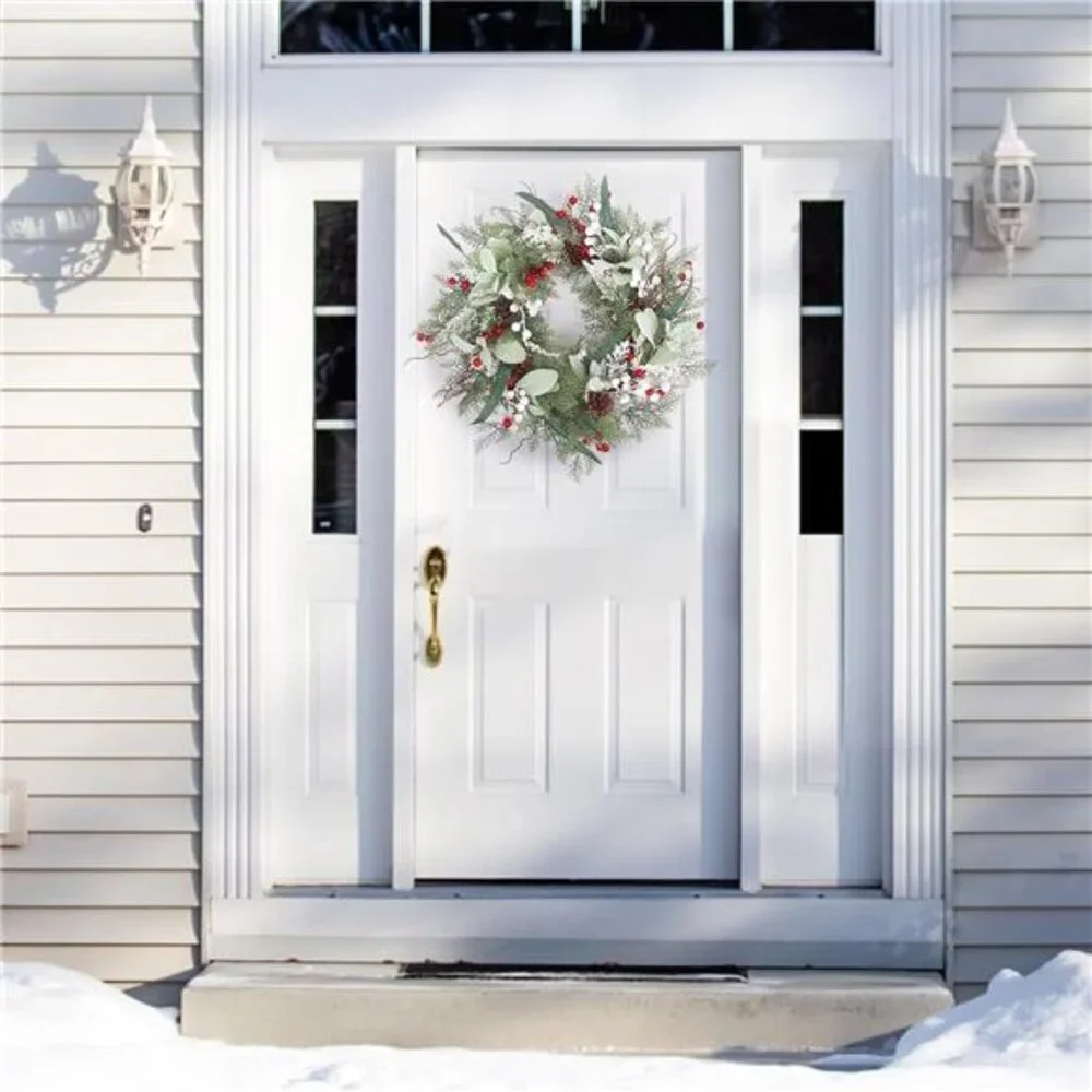 22 Inch Christmas Wreaths for Front Door, Christmas Wreath with Pinecone